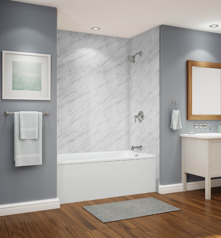Carrera marble-look acrylic wall finish