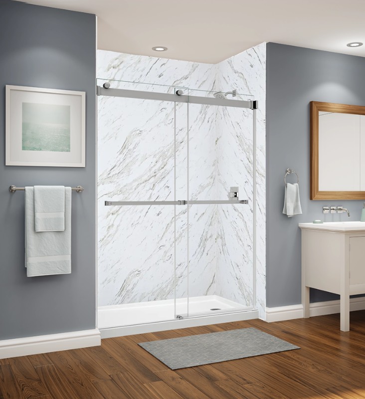 Vintage Calcutta marble-look acrylic wall finish